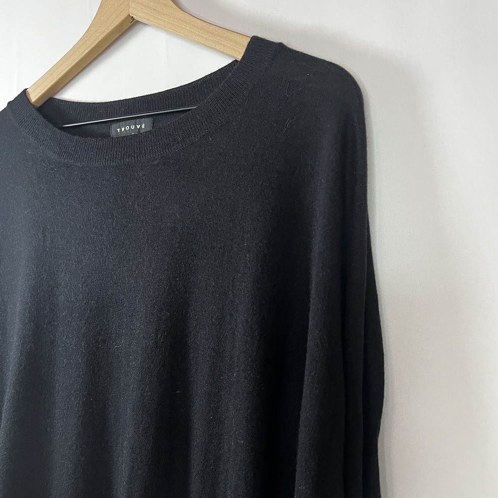 Trouve Sweater Women Sz Small Black Long Sleeve Knit Pullover Angora Rabbit Hair - Picture 2 of 6